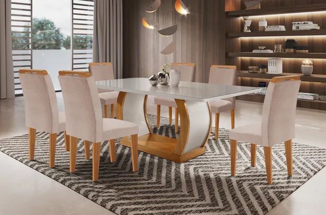 Conjunto Sala de Jantar 6 Cadeiras Kate Siena Moveis