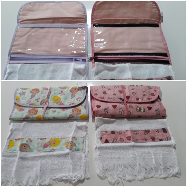 necessaire c. divisões e toalhinha de mão.