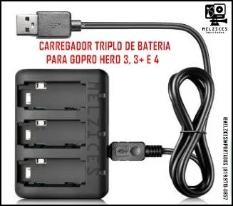 Carregador Triplo Para Bateria GoPro 3, 3+ e 4