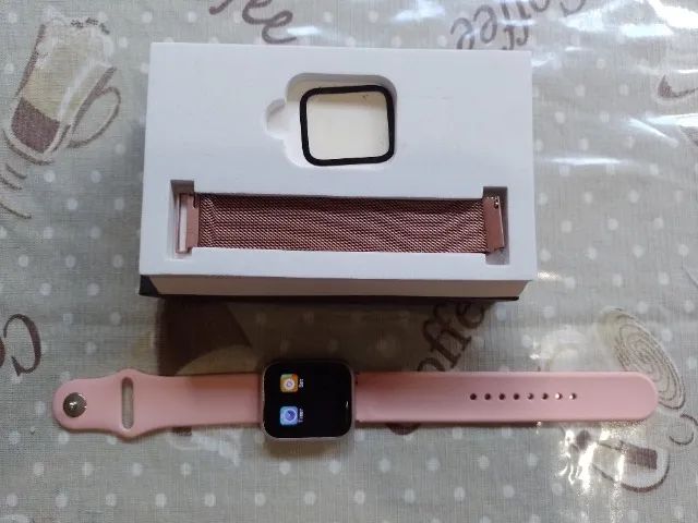 Smartwatch Relógio Inteligente Rosa Feminino -  Pulseira Extra - Foto 5