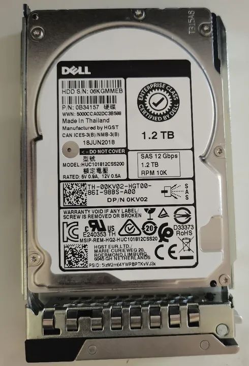 HD Dell 1.2TB SAS 12gbps com Gaveta Para Servidor Dell