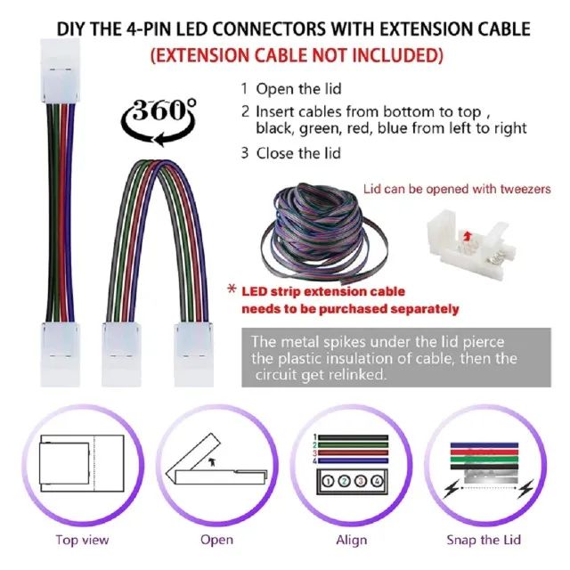 Emenda fita de led 5050 4 pinos ângulo ajustável (90-180 graus) para 10mm - COD 1129 - Foto 4