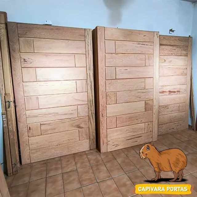 Porta Pivotante Tijolão de Madeira Maciça de Cedro ou Angelim  - Foto 3
