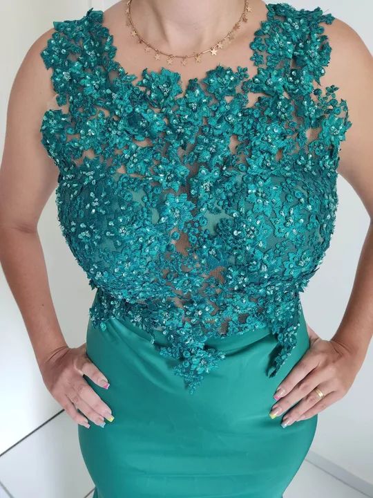 Vestido festa verde esmeralda  - Foto 4