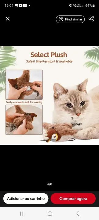 Passarinho recarregável de Pelúcia Interativo para Gatos  - Foto 2