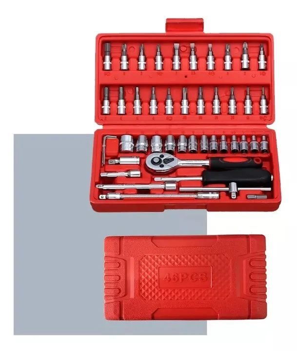 Jogo De Soquete Aço Crv 1/4 Catraca Chave Allen 46 peças com Maleta - Foto 3