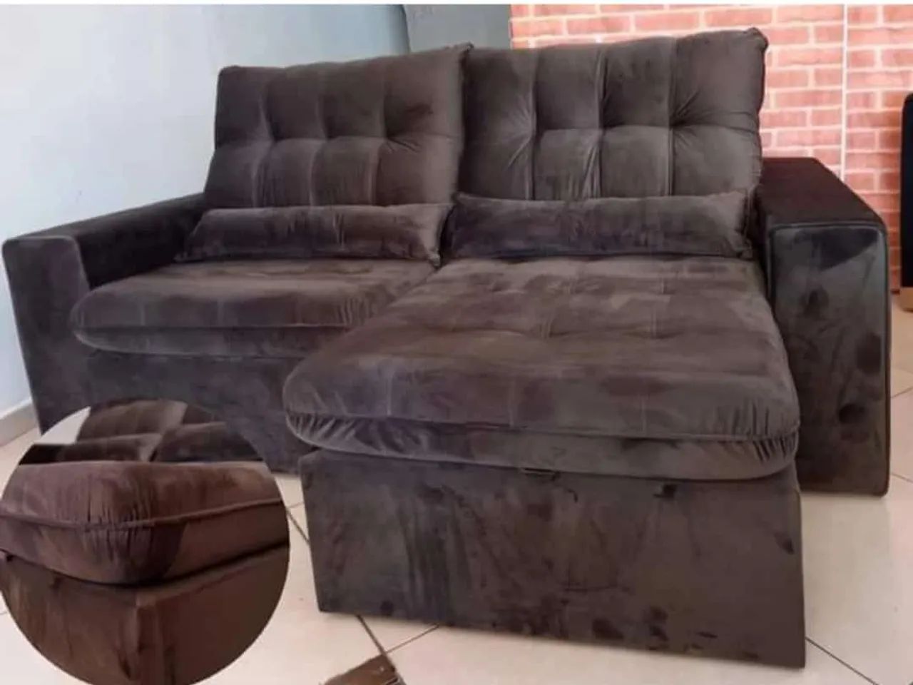 SOFÁ MILENIUM 2.50mts  RETRÁTIL E RECLINÁVEL  VELUDO  - Foto 2