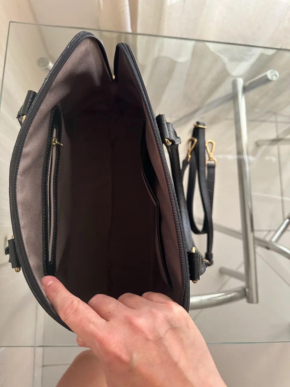 Bolsa couro legítimo tamanho G sem marcas de uso - Foto 5