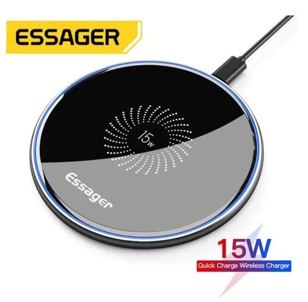 NOVO | Carregador Indução Essager Sem Fio 15w Carregamento Rápido - Fazemos Entrega