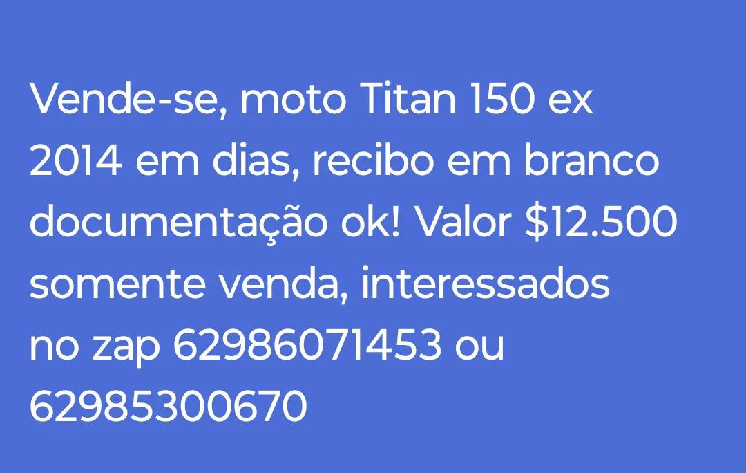Vende-se moto Titan EX 150 2014
