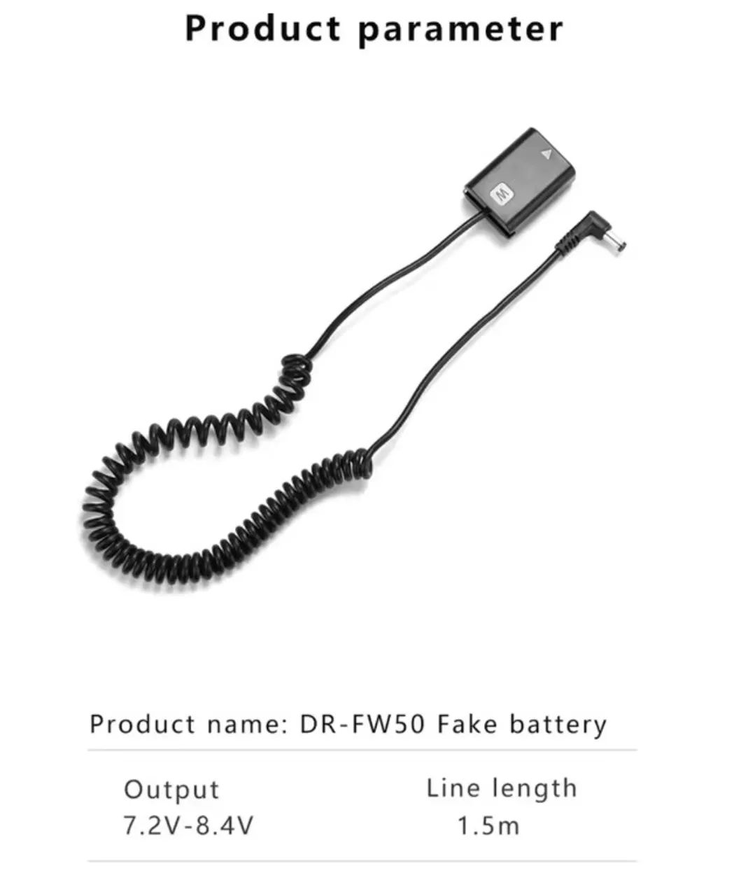 Bateria Dummy Np-Fw50 Conexão P2 Cameras Sony Zv-E10 A6300 A6500 Nex 3 A6400 - Foto 2