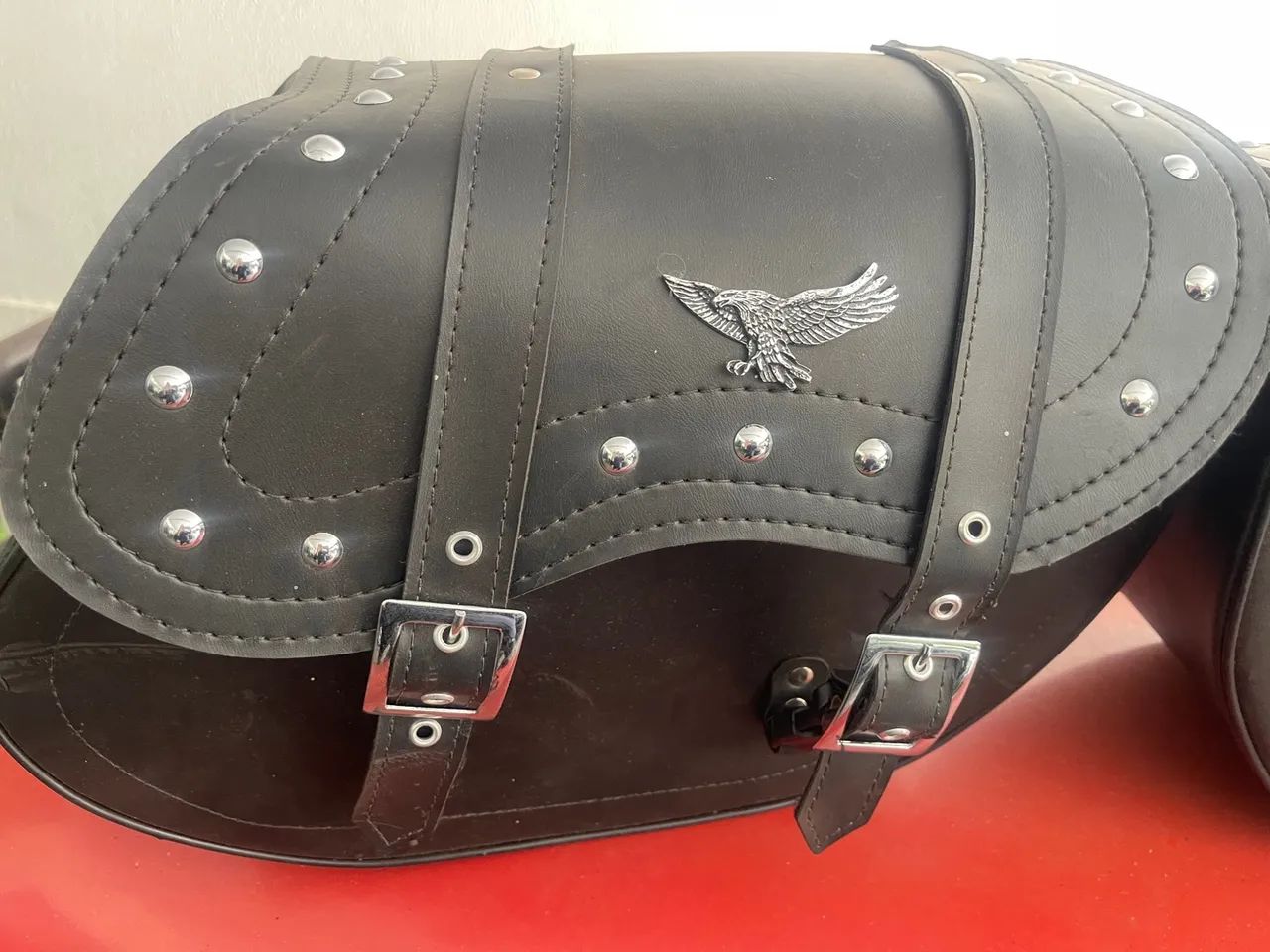 Alforje de Couro para Moto Kit Viagem Mala Alforge Afastador Yamaha Xvs 650 Dragstar 