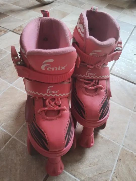 (2 pares)Patins Rosa Infantil Tamanho 34-37