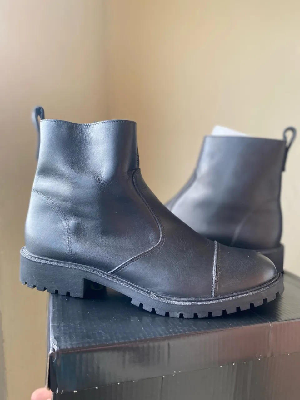 Bota de couro preta 