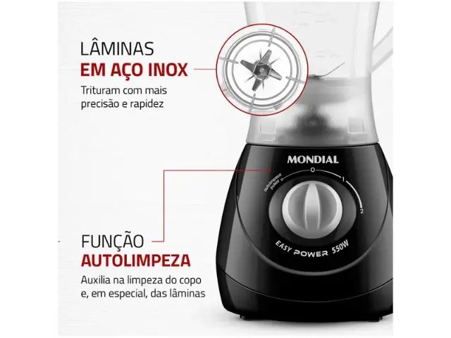Liquidificador Mondial Easy Power 550W - Novo, Potente e com Garantia! - Foto 4