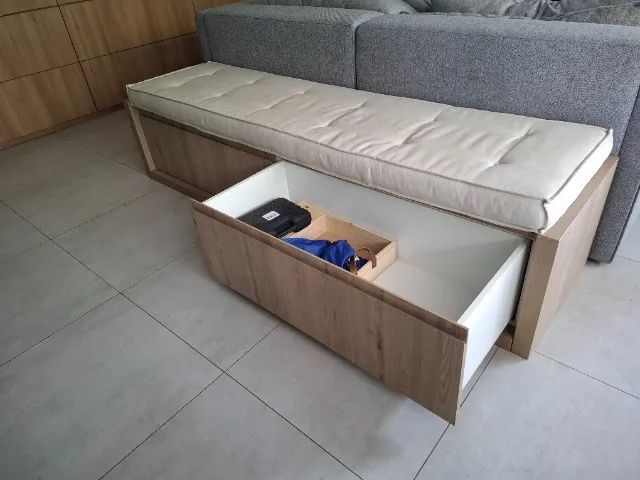 Banco gaveteiro de madeira com futon - Foto 4