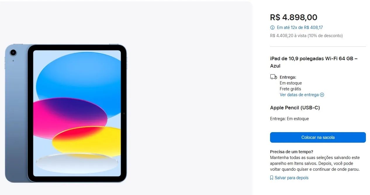 iPad 10 geração com Apple Pencil USB-C - Foto 6