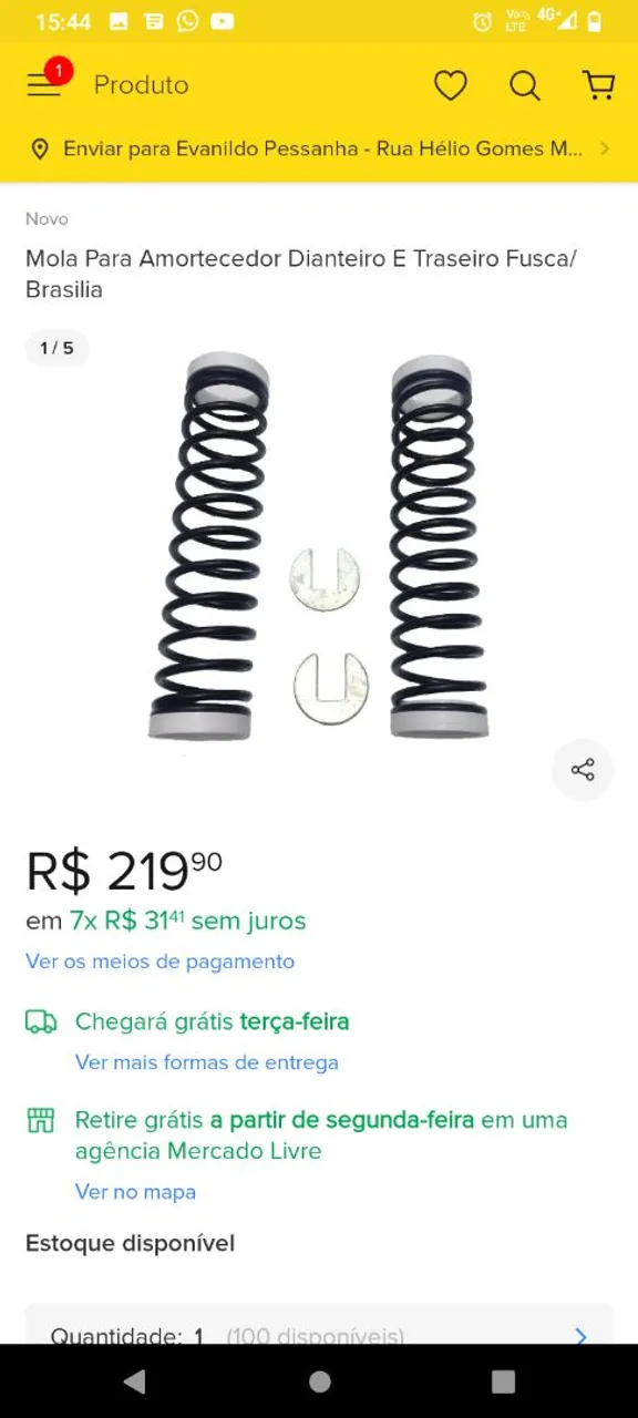 Molas p suspensão dianteira e traseira da linha VW, bugre, Dakar, aranha, gaiolas