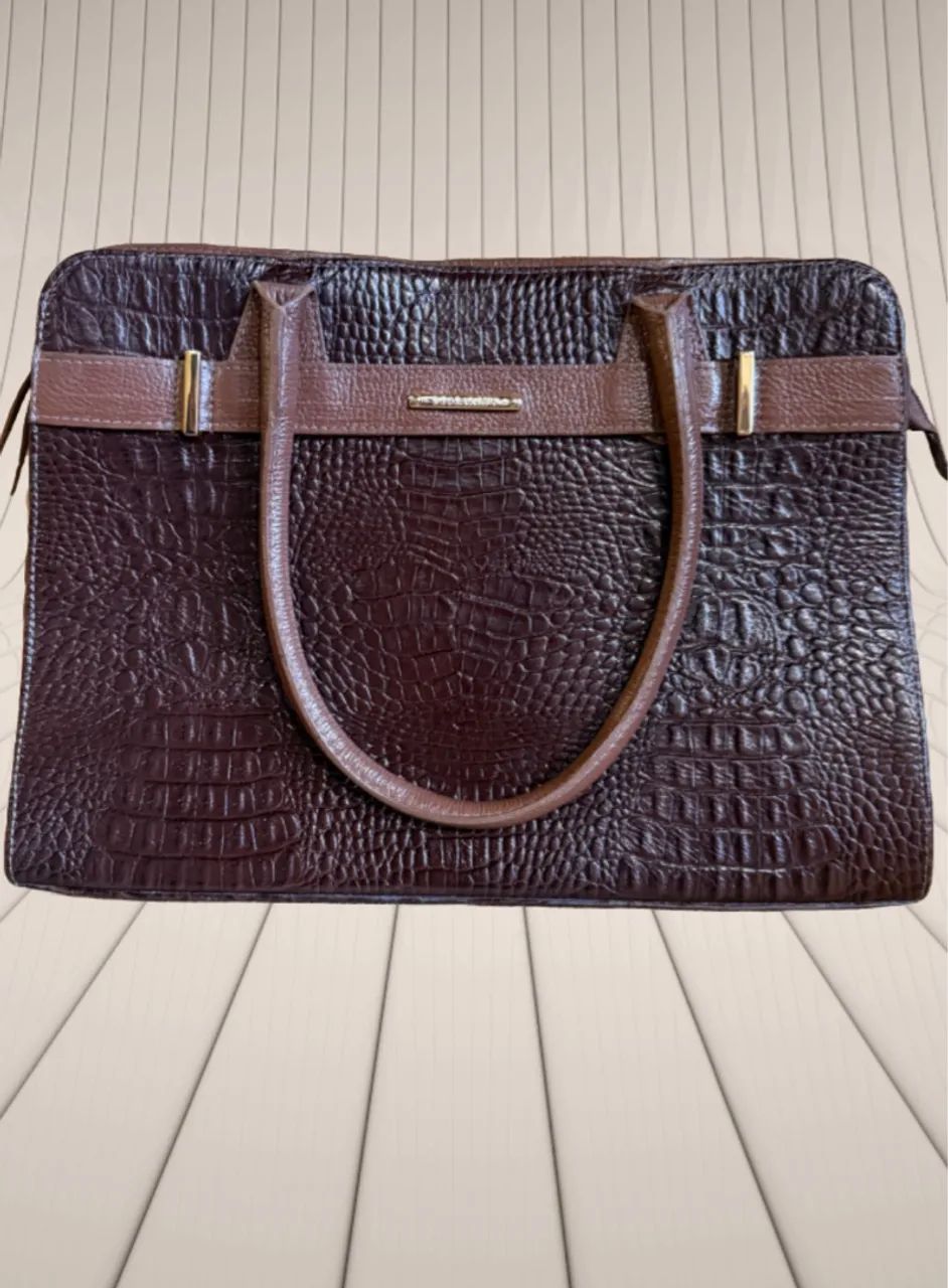 Bolsa Di Marly?s de Couro Croc Marrom