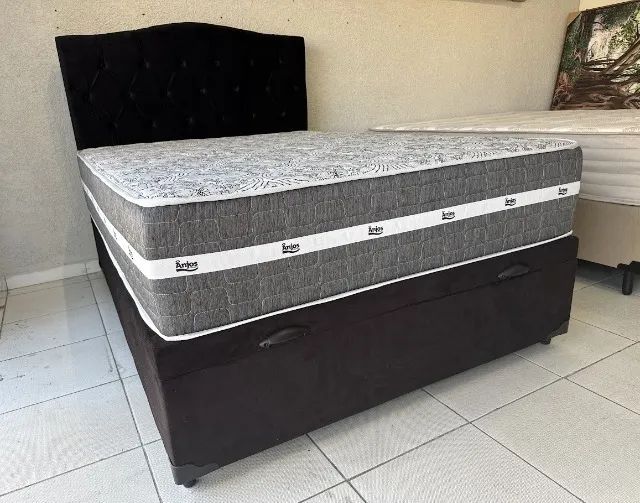 Cama Box Bau Casal + Colchão Molas Black - Foto 2