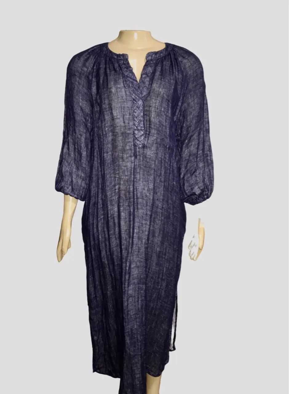 Vestido Longo Azul de Linho - Foto 3