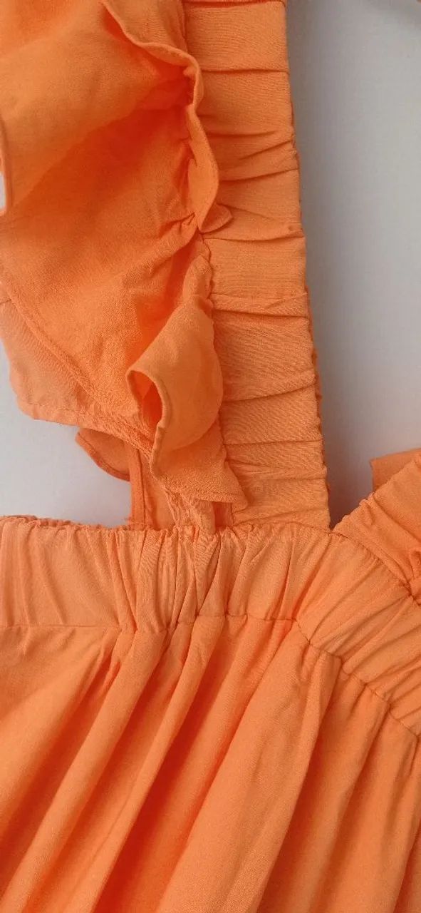 Vestido Midi Laranja com Babados - Foto 2