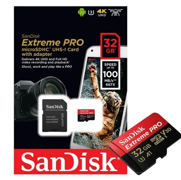 Cartão 32Gb MicroSD Extreme PRO Sandisk V30 100mb/s