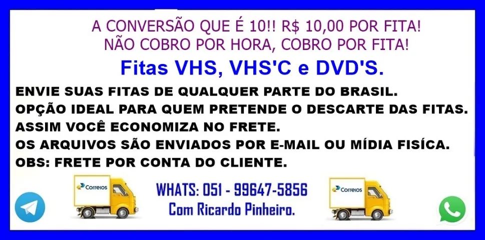 Conversão de fitas vhs'c para digital64168593392898121