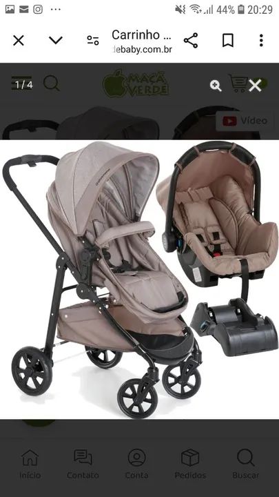 Carrinho de bebê Galzerano Olympus com Bebê Conforto Grid e basei