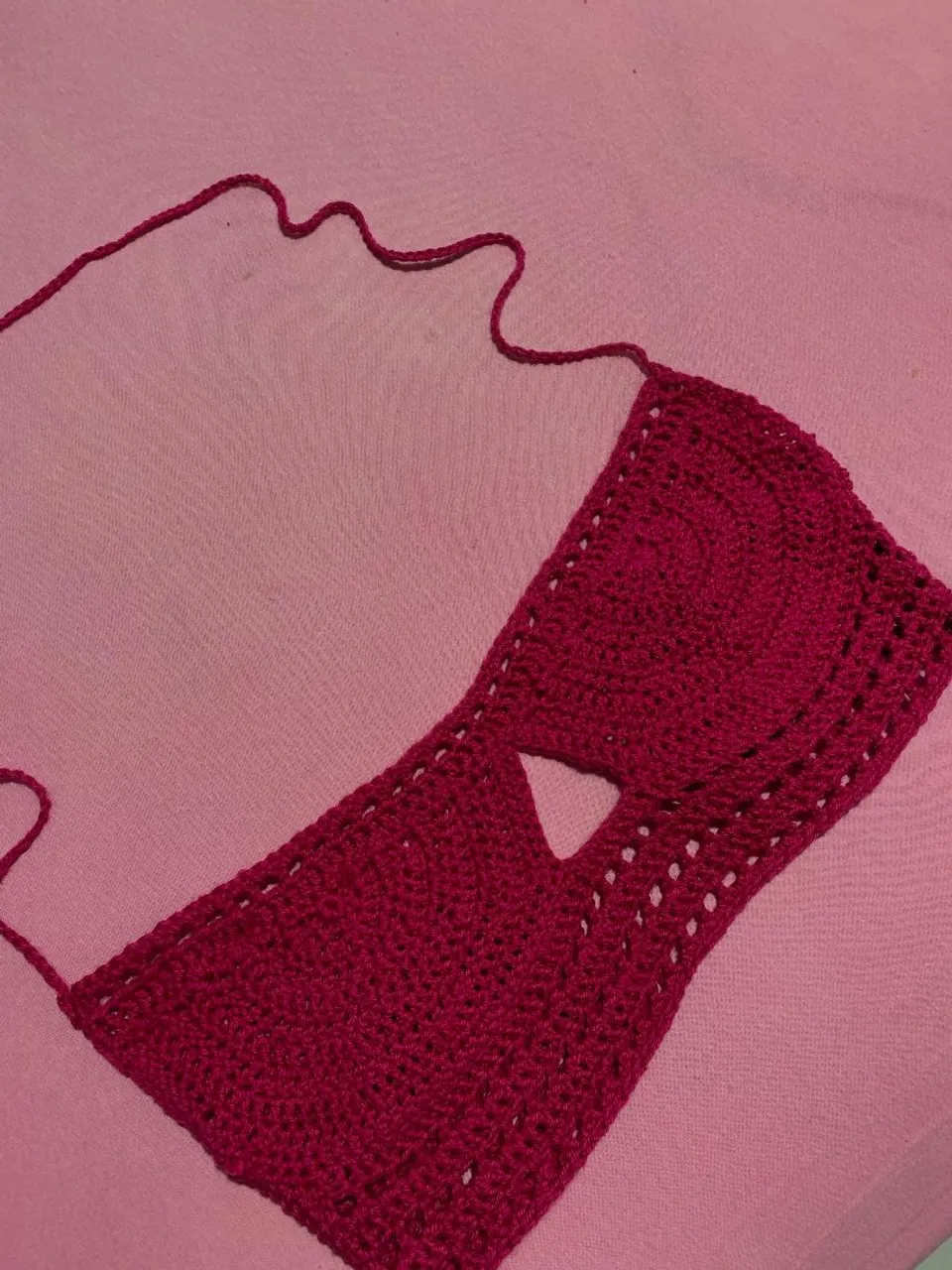 Top Crochê Rosa