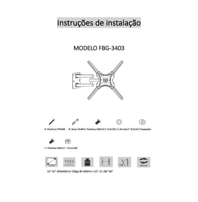 Suporte TV Ferro Reclinável 14 a 55 Pol Universal - Articulado - Loja Coimbra Computadores - Foto 2