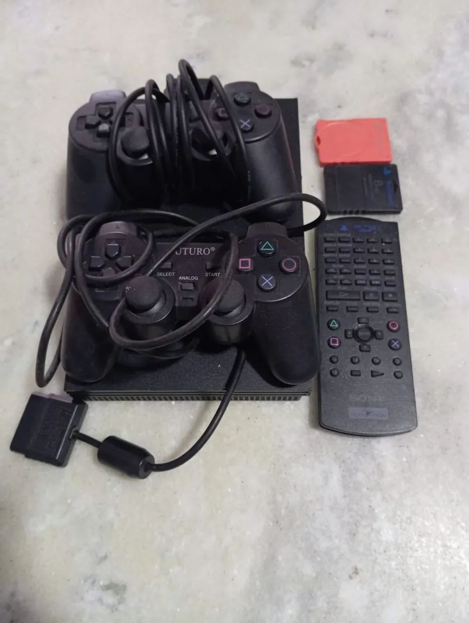 Playstation 2 com controle e jogos