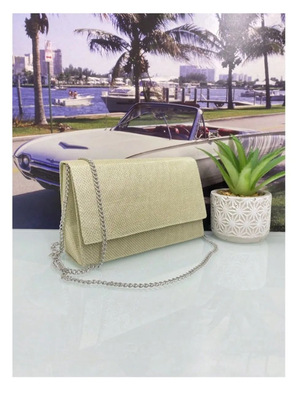 Bolsa Feminina quadrada Alça De Mão e Transversal - Foto 4