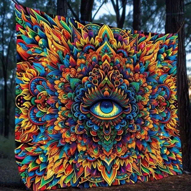 Tecido Decorativo Psicodélico com Mandala UV  - Foto 2