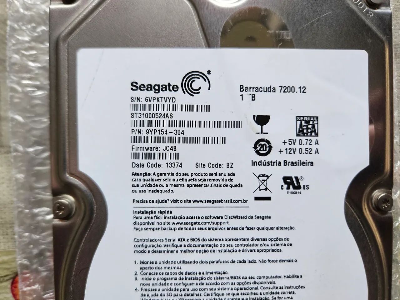 HD Seagate Barracuda 1TB Sata 3 7200 Saudável  - Foto 2