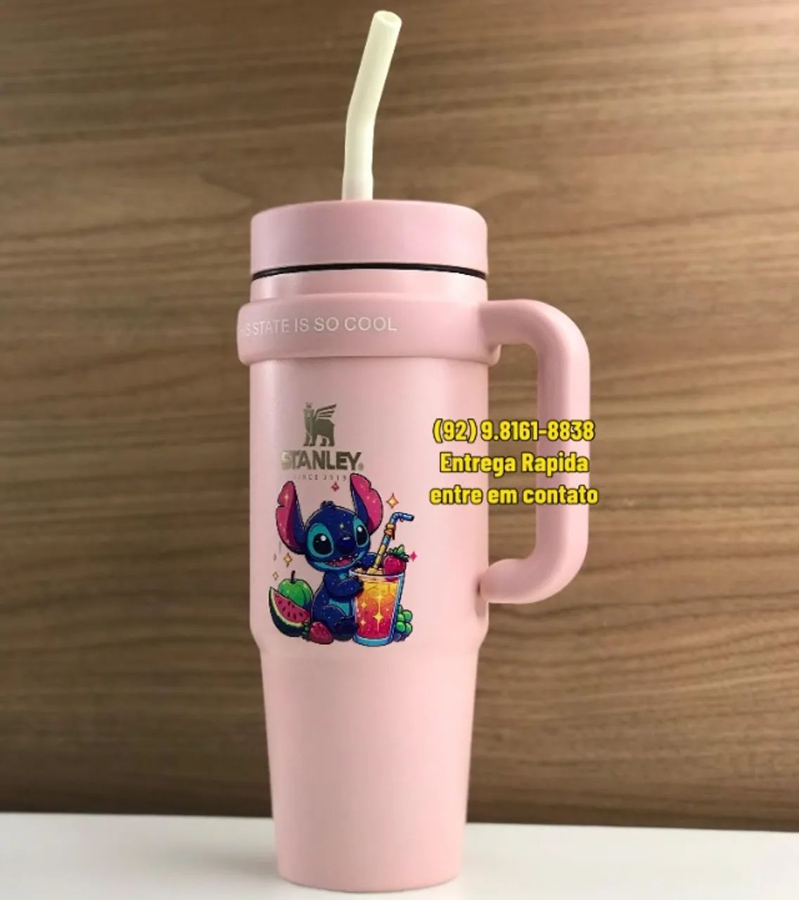 Copo Termico Lilo Stitch 900ml Com Canudo - Entrega Rápida
