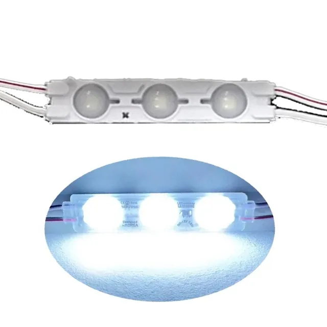 Kit 100 Módulos de Led 7025 3-Leds 12v Lente 160º Branco Frio Samsung