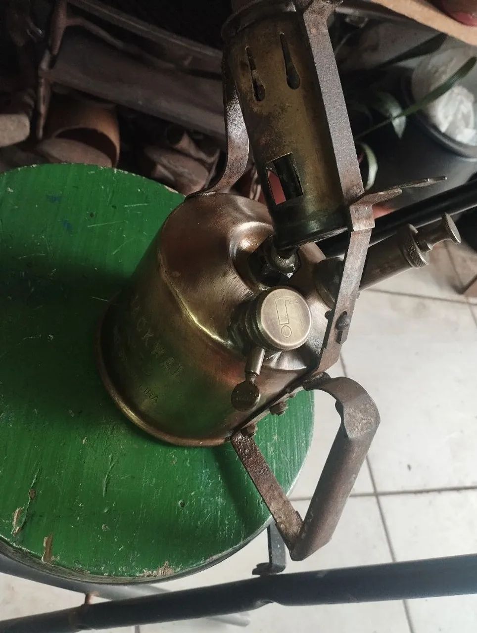 Maçarico antigo a querosene bronze, funcionando. - Foto 4