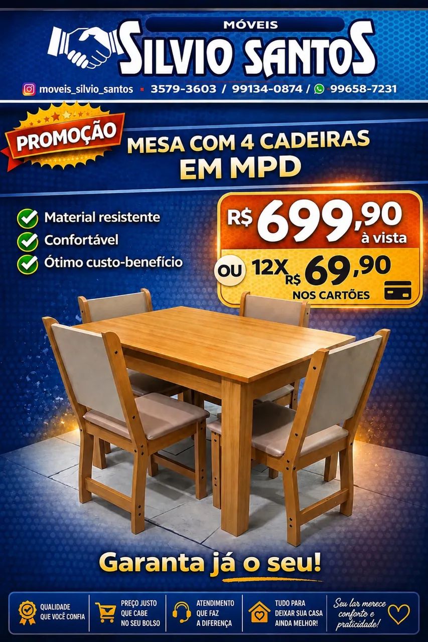 Mesa com 4 cadeiras 