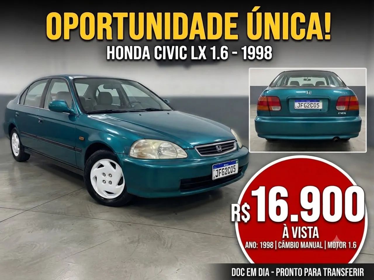 Honda Civic Civic Sedan LX 1.6 16V Mec. 4p 1998