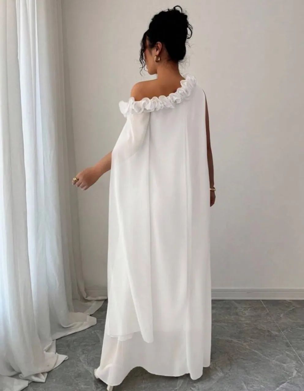 Vestido longo ombro a ombro Branco - Foto 2
