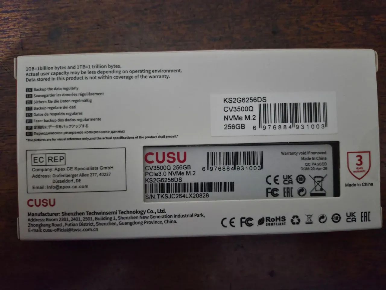 SSD NVME M.2 CUSU 256 gb - Foto 2