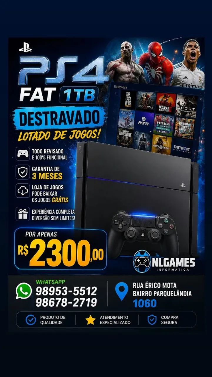 Ps4 fatvdestravado 1TB 