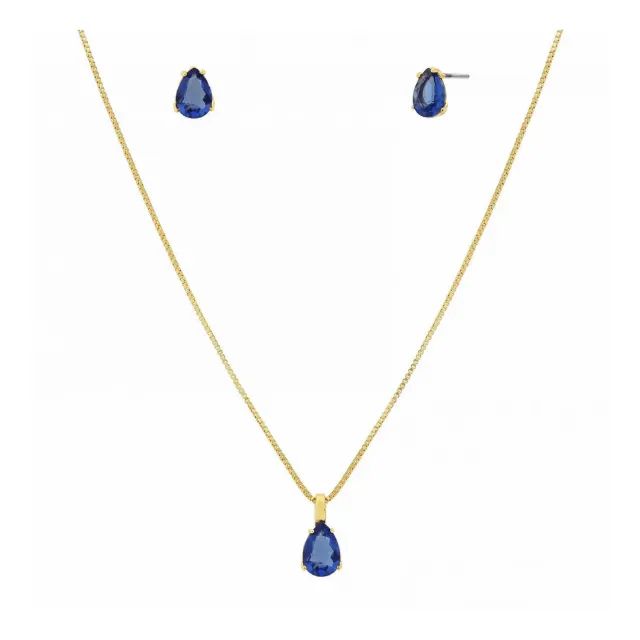 Conjunto semi joias ponto de azul turquesa