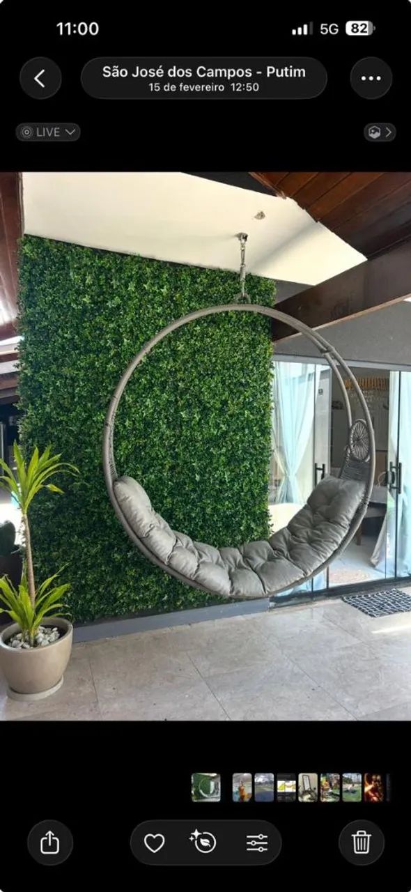 Balanço meia lua, para varanda, jardim e etc