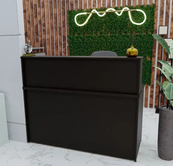 Black reception desk already disassembled