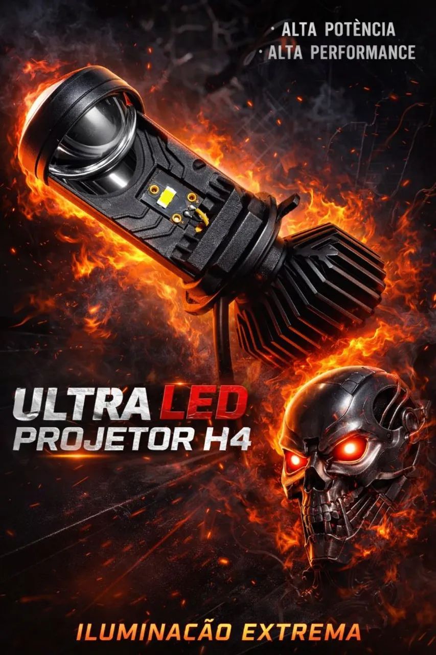 Lâmpada LED H4 com projetor Led top! Alta potência 