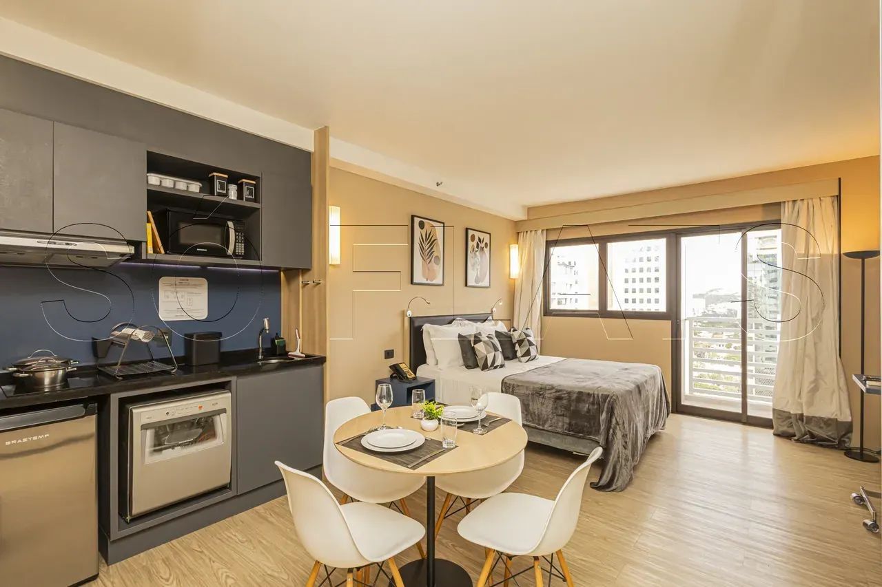 Studio mobiliado em Alphaville | Flat com lazer e vaga próximo ao Centro Comercial