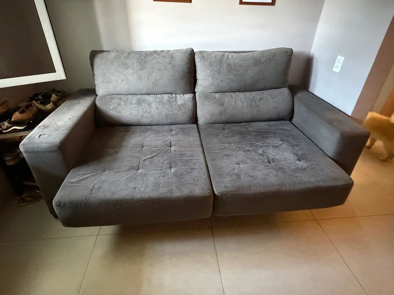 Sofá 2 lugares - cinza camurça  - Foto 2