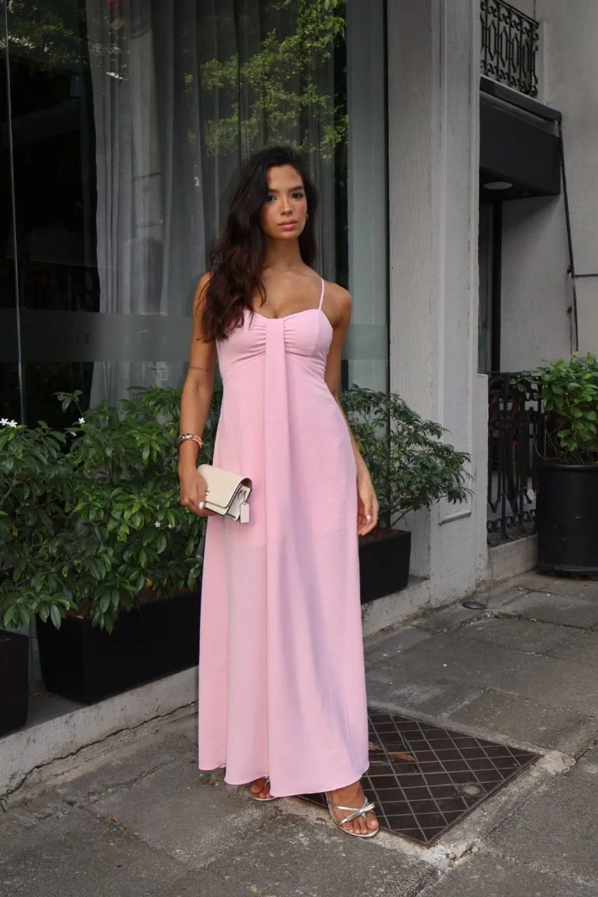 Vestido longo Rosa Bebê 